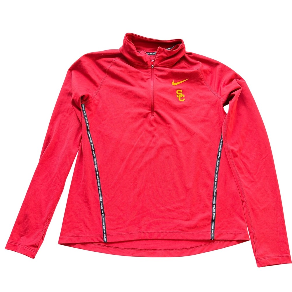 Nike Women USC Trojans‎ Quarter Zip Pullover Red Size M Dri-FIT Athletic Top Fan
